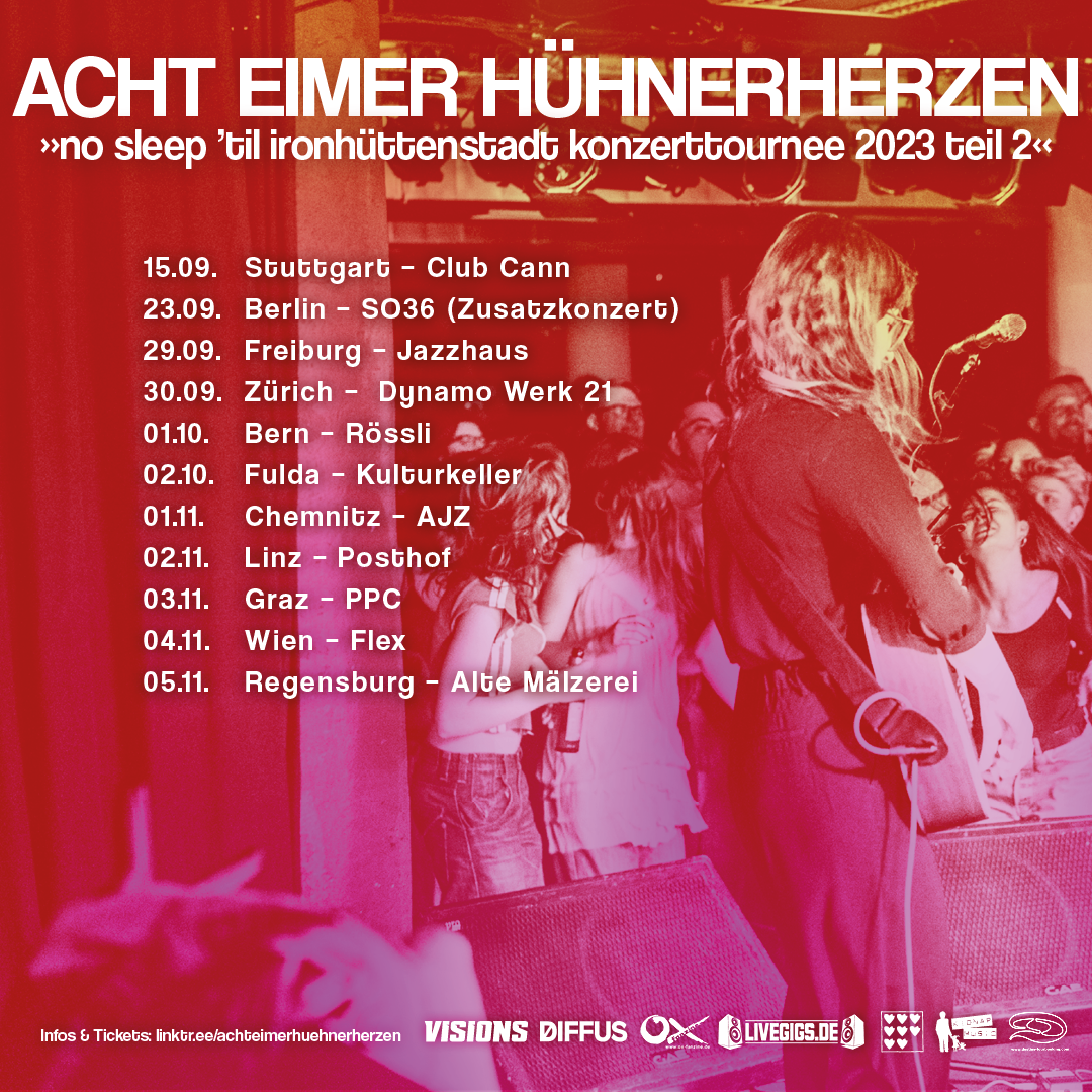 ACHT EIMER HÜHNERHERZEN TO CONTINUE TOUR IN AUTUMN