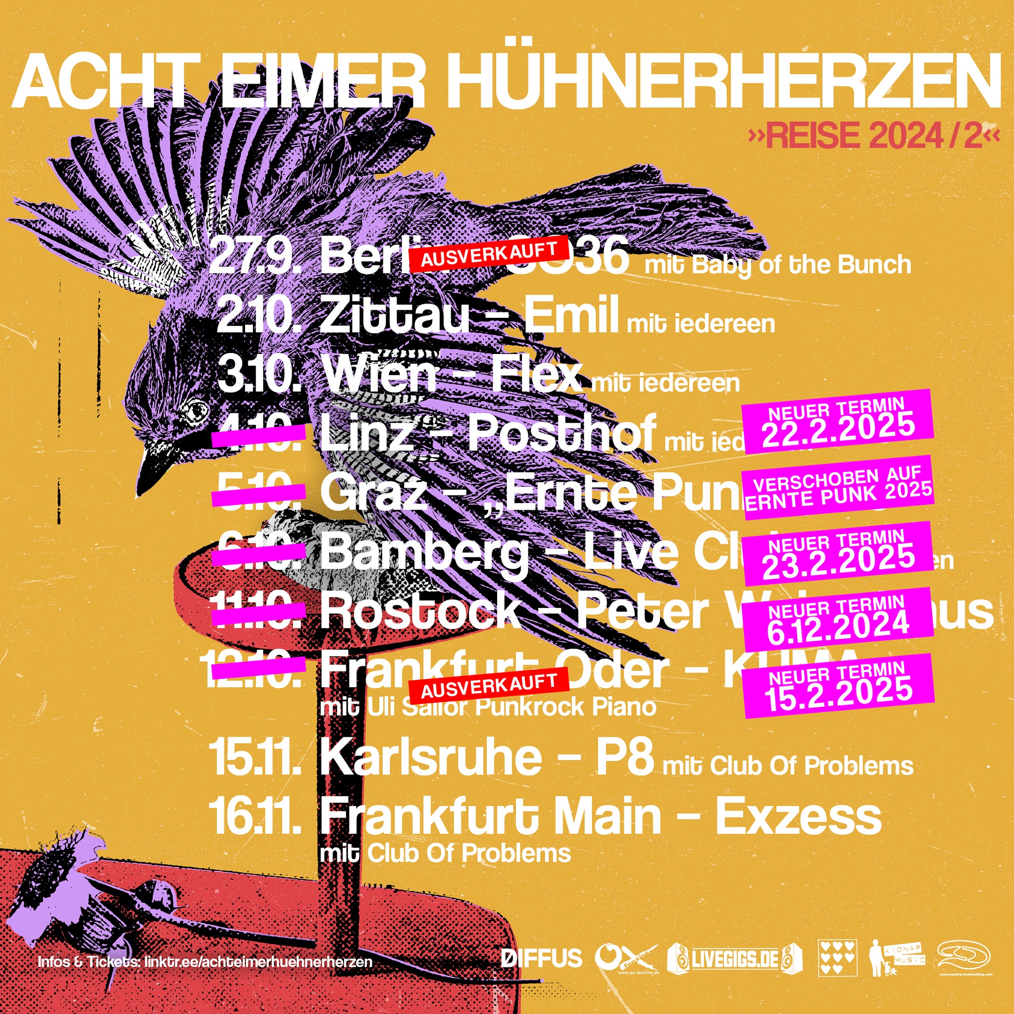 ACHT EIMER HÜHNERHERZEN - NACHHOLKONZERTE Reise 2024/2
