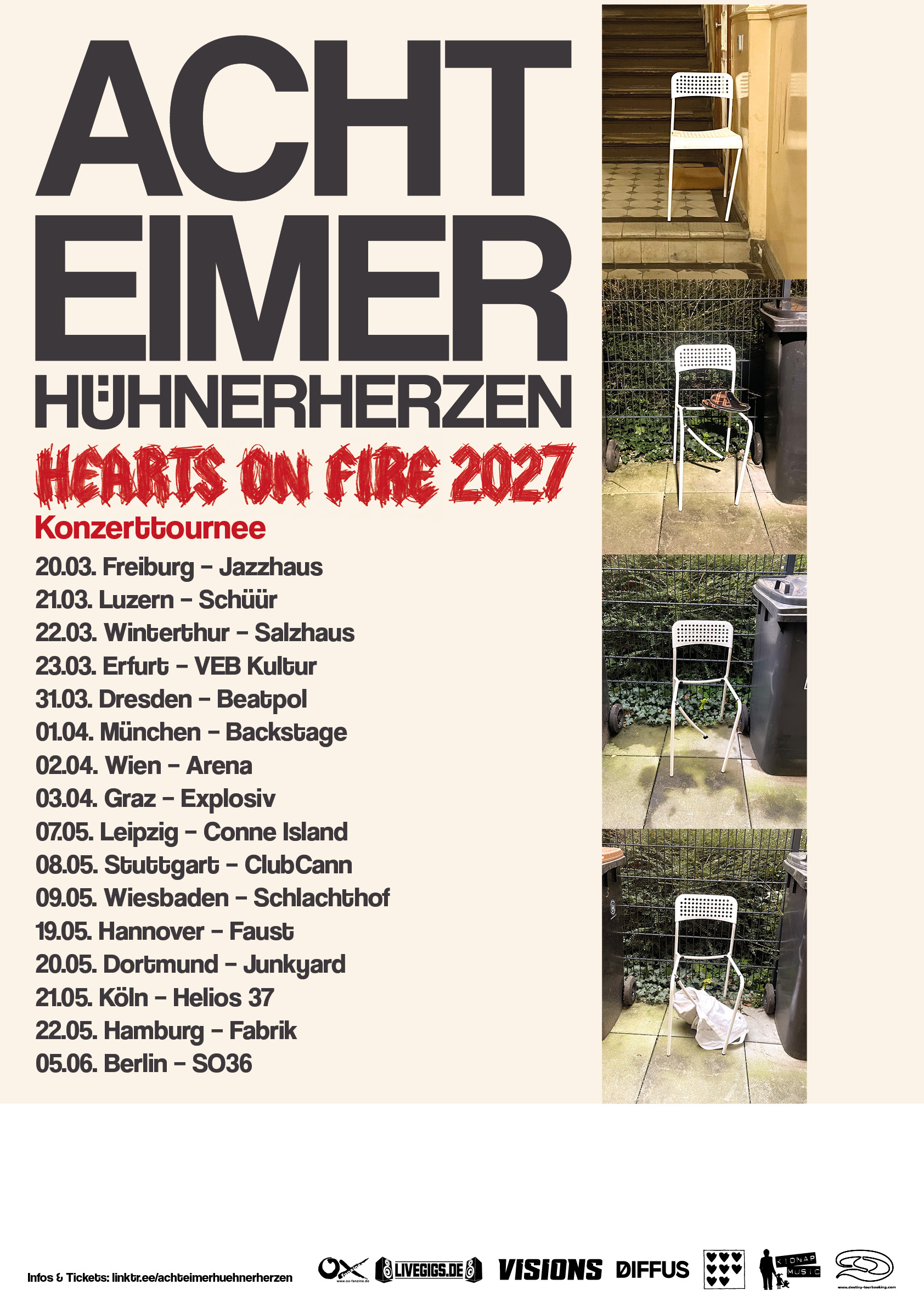 ACHT EIMER HÜHNERHERZEN KÜNDIGEN "HEARTS ON FIRE" 2027 KONZERTTOURNEE AN